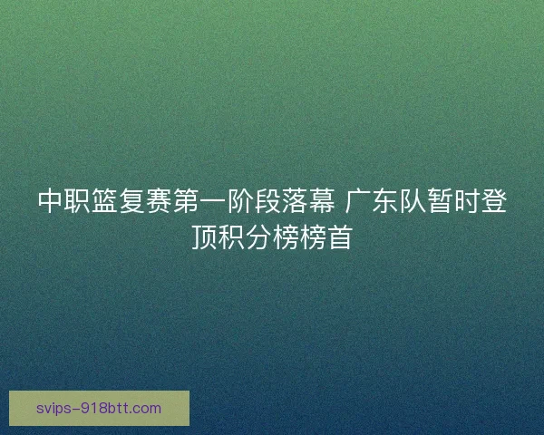 中职篮复赛第一阶段落幕 广东队暂时登顶积分榜榜首